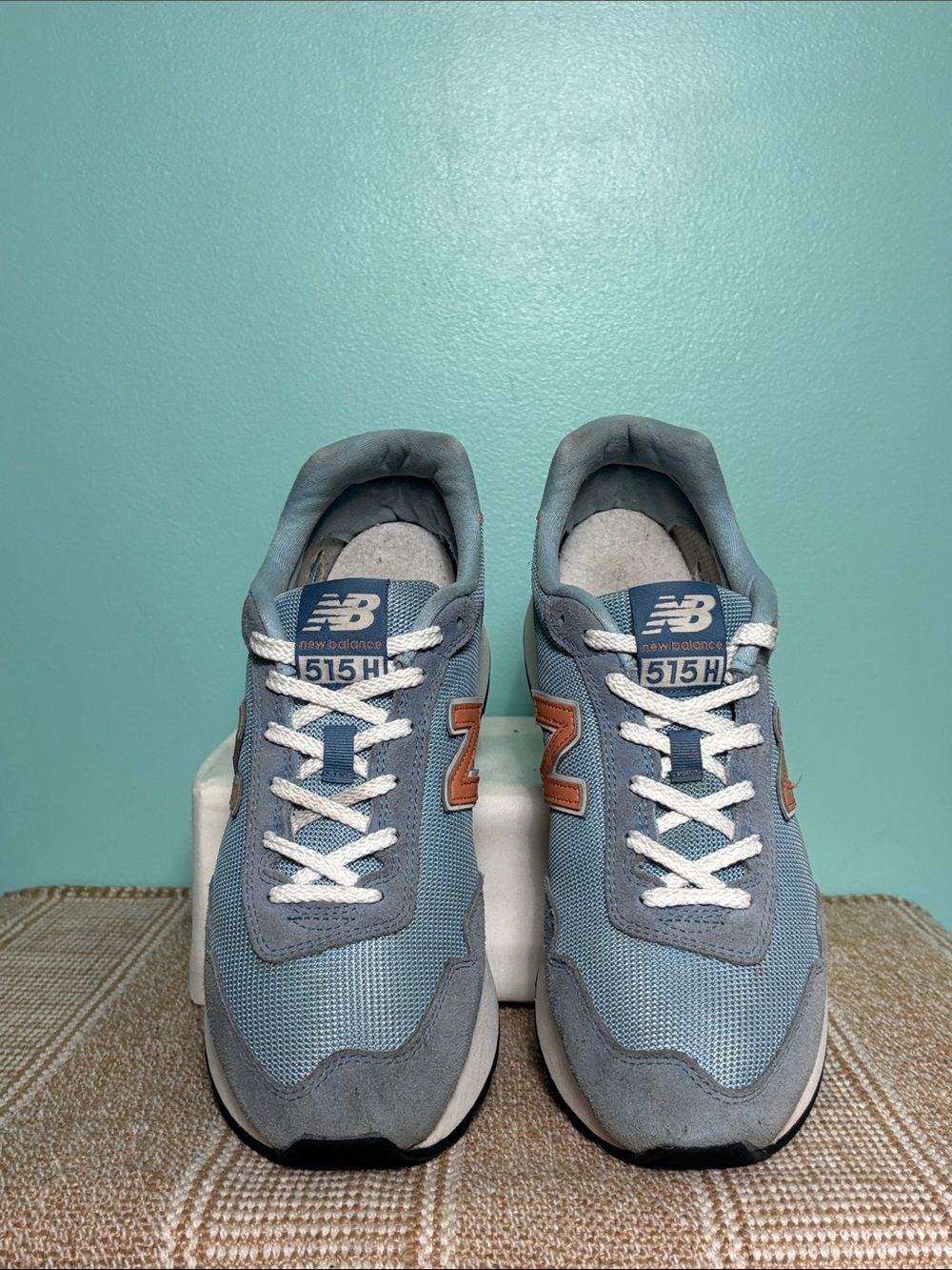 Women’s New Balance 515H Light Blue/Peach “N” Platform Sneakers. Size 10.